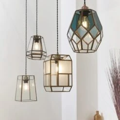 Rigdon Smoked Glass Pendant Shade In Antique Brass -Perch & Parrow Home Sales Store en24040023 l2