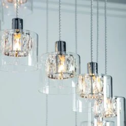 Veretta Clear Glass Twelve Light Pendant In Chrome 5 Veretta Clear Glass Twelve Light Pendant In Chrome -Perch & Parrow Home Sales Store en24040033 l2
