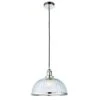 Ralph Clear Ribbed Glass Pendant In Bright Nickel