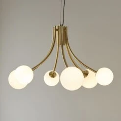 Bud Opal Glass Six Light Pendant In Satin Brass 5 Bud Opal Glass Six Light Pendant In Satin Brass -Perch & Parrow Home Sales Store en24040068 l2