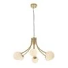 Bud Opal Glass Six Light Pendant In Satin Brass