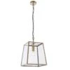 Siobhan Clear Glass Pendant In Matt Antique Brass