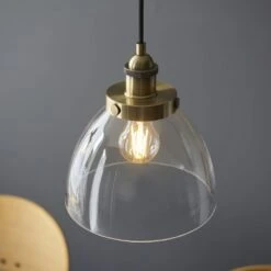Ralph Clear Glass Three Light Pendant In Antique Brass -Perch & Parrow Home Sales Store en24040115 l2