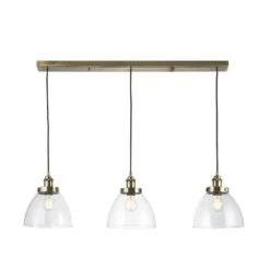 Ralph Clear Glass Three Light Pendant In Antique Brass