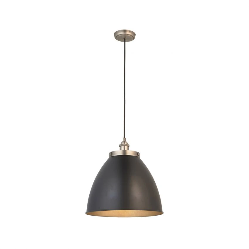 Fletcher Large Pendant In Aged Pewter And Matt Black 1 Fletcher Large Pendant In Aged Pewter And Matt Black