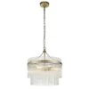Monica Clear Glass Three Light Pendant In Antique Brass