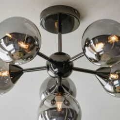 Mabel Smoked Mirror Glass Six Light Pendant In Black Chrome -Perch & Parrow Home Sales Store en24040143 l2