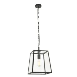 Siobhan Clear Glass Pendant In Matt Black