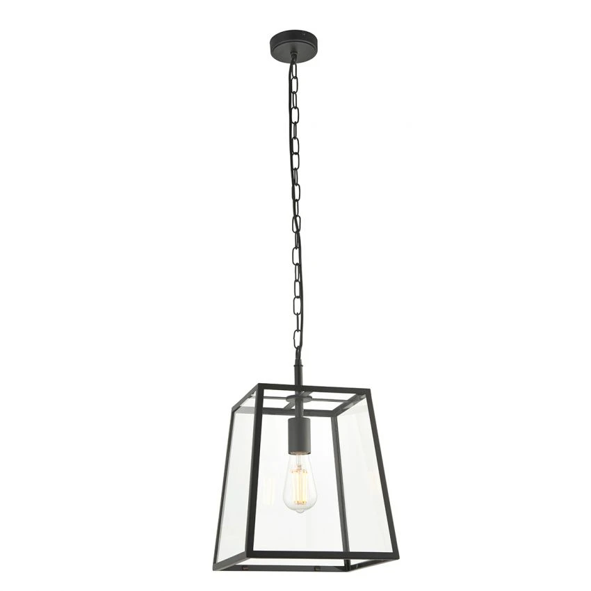 Siobhan Clear Glass Pendant In Matt Black 1 Siobhan Clear Glass Pendant In Matt Black