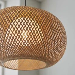 Bailey Natural Bamboo Round Pendant In Matt Black -Perch & Parrow Home Sales Store en24040148 l2