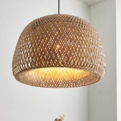 Bailey Natural Bamboo Dome Pendant In Matt Black -Perch & Parrow Home Sales Store en24040149 l2