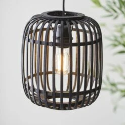 Meike Dark Bamboo Pendant In Matt Black -Perch & Parrow Home Sales Store en24040164 l2