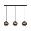 Boaz Copper Mirrored Glass Three Light Pendant In Matt Black