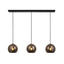 Boaz Copper Mirrored Glass Three Light Pendant In Matt Black