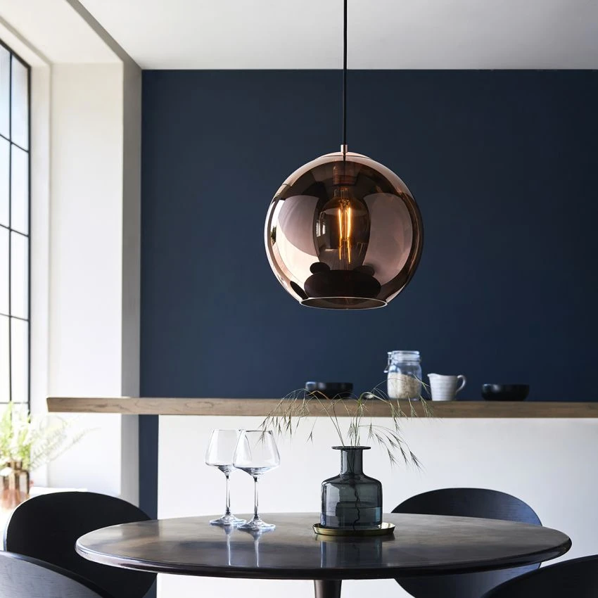 Boaz Copper Mirrored Glass Pendant In Matt Black 2 Boaz Copper Mirrored Glass Pendant In Matt Black - Image 2