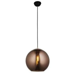 Boaz Copper Mirrored Glass Pendant In Matt Black