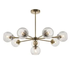 Allison Spiral Glass Eight Light Pendant In Antique Brass