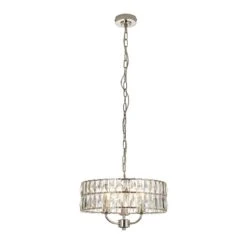 Clayton Crystal Glass Three Light Pendant In Bright Nickel
