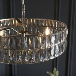 Clayton Crystal Glass Five Light Pendant In Bright Nickel -Perch & Parrow Home Sales Store en24040182 l2