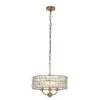 Clayton Crystal Glass Three Light Pendant In Antique Brass