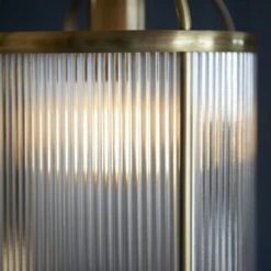 Leonard Ribbed Glass One Light Pendant In Antique Brass -Perch & Parrow Home Sales Store en24040190 l2