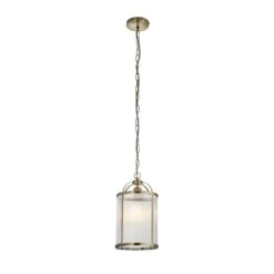 Leonard Ribbed Glass One Light Pendant In Antique Brass