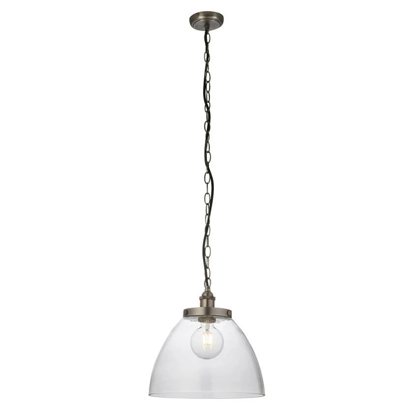 Ralph Clear Glass Grand Pendant In Brushed Silver 1 Ralph Clear Glass Grand Pendant In Brushed Silver