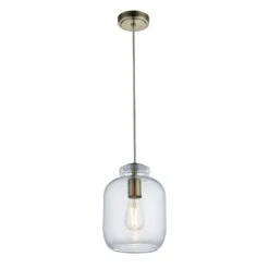 Lyndon Textured Glass Pendant In Antique Brass