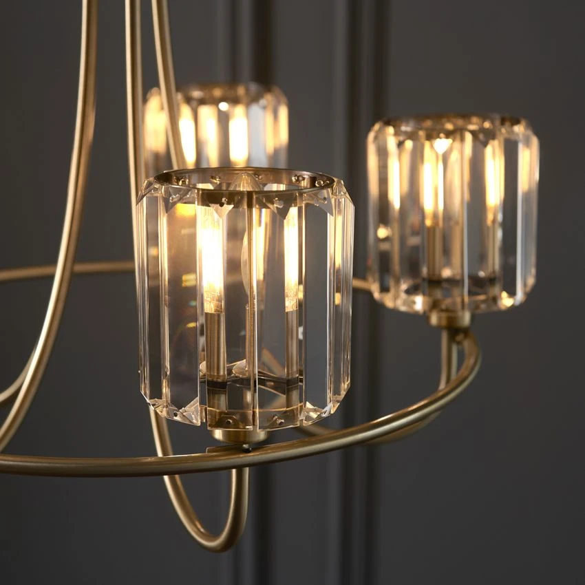 Bernadette Clear Glass Five Light Pendant In Antique Brass 3 Bernadette Clear Glass Five Light Pendant In Antique Brass - Image 3