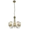 Bernadette Clear Glass Five Light Pendant In Antique Brass