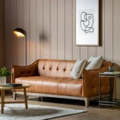 Parker Three-Seater Leather Sofa In Golden Brown 9 Parker Three-Seater Leather Sofa In Golden Brown -Perch & Parrow Home Sales Store pp00783 l1