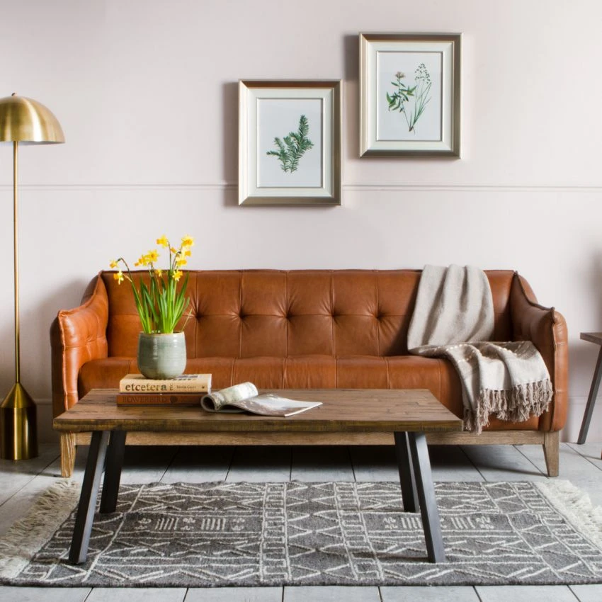 Parker Three-Seater Leather Sofa In Golden Brown 2 Parker Three-Seater Leather Sofa In Golden Brown - Image 2