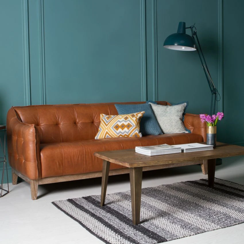 Parker Three-Seater Leather Sofa In Golden Brown 4 Parker Three-Seater Leather Sofa In Golden Brown - Image 4