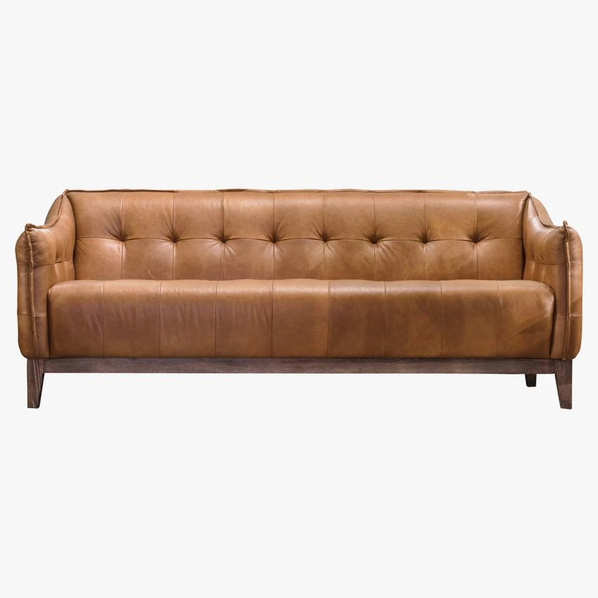 Parker Three-Seater Leather Sofa In Golden Brown 1 Parker Three-Seater Leather Sofa In Golden Brown