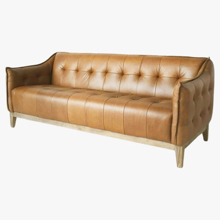 Parker Three-Seater Leather Sofa In Golden Brown 5 Parker Three-Seater Leather Sofa In Golden Brown - Image 5