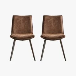 Theon Dining Chair In Brown, Set Of Two