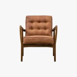 Brad Leather Armchair In Vintage Brown