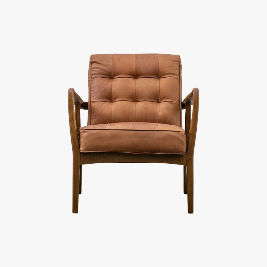 Brad Leather Armchair In Vintage Brown 1 Brad Leather Armchair In Vintage Brown