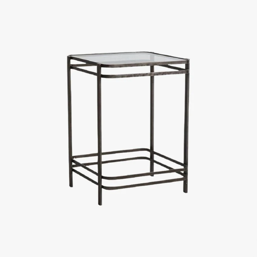 Roy Brushed Metal And Glass Side Table 1 Roy Brushed Metal And Glass Side Table