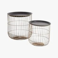 Lila Round Cage Side Tables, Set Of Two