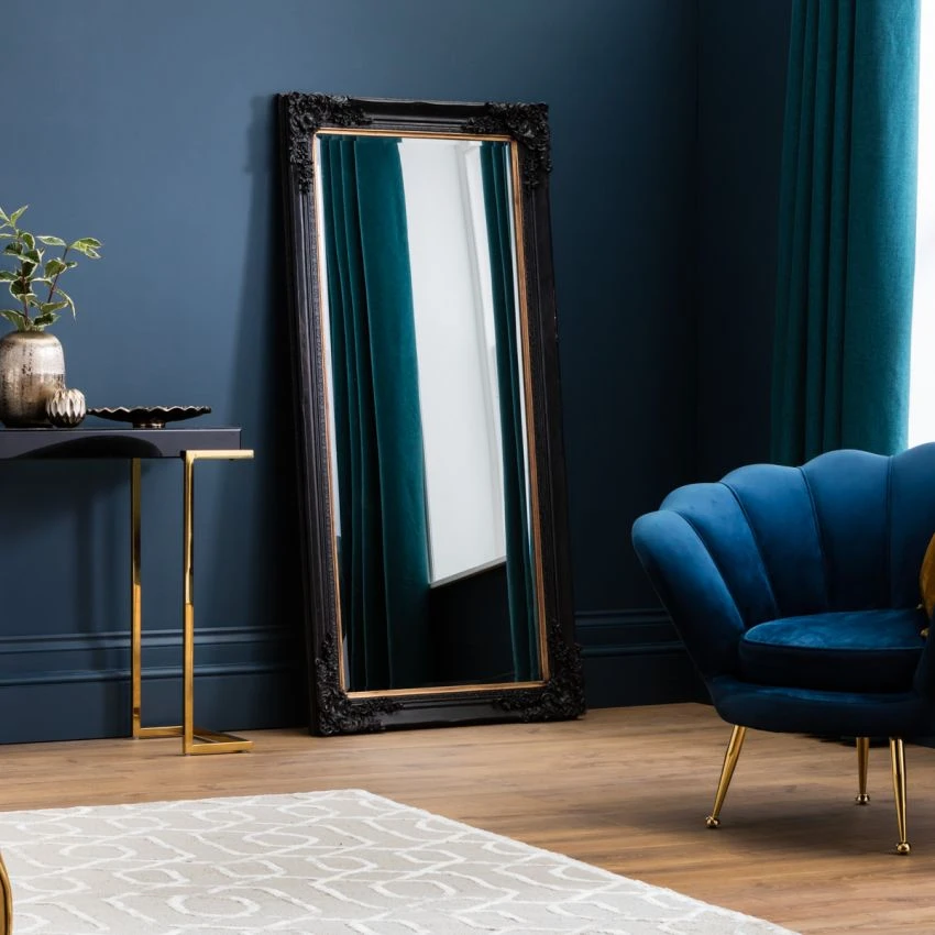 Edward Standing Mirror In Antique Black 2 Edward Standing Mirror In Antique Black - Image 2