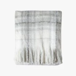 Grant Checkered Mohair Throw In Grey