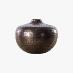 Leona Round Bronze Hammered Vase