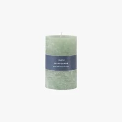 Country Pillar Candle In Sage Small