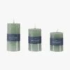 Homespun LED Candle In Sage - Set Of 3