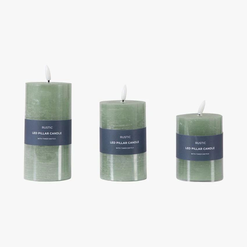 Homespun LED Candle In Sage - Set Of 3 1 Homespun LED Candle In Sage - Set Of 3