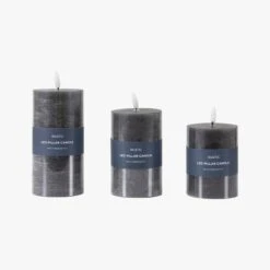 Homespun LED Candle In Slate - Set Of 3