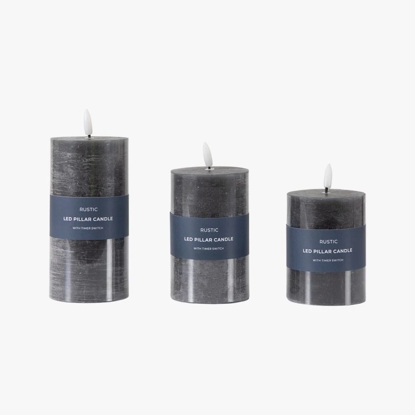 Homespun LED Candle In Slate - Set Of 3 1 Homespun LED Candle In Slate - Set Of 3