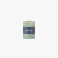 Country Pillar Candle In Sage Small - Pack Of 2