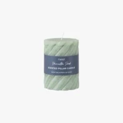 Entwine Pillar Candle In Sage Small Pack Of 2